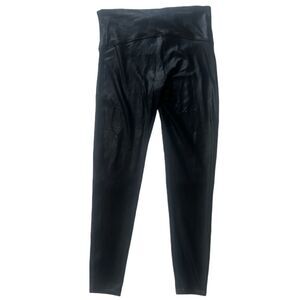 Spanx Women's Black Faux Leather High Waist Contoured Design Leggings sz 2X